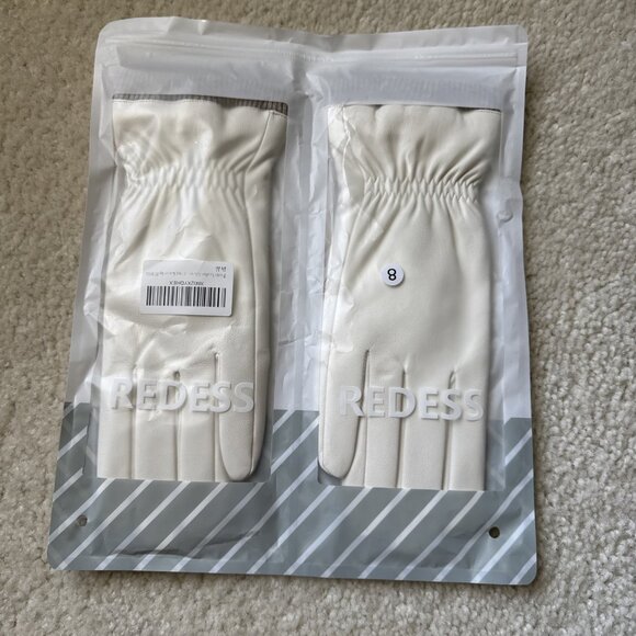 NEW REDESS Winter Leather Gloves Cream Wool Fleece Lined Touchscreen 8 XL - Picture 1 of 10
